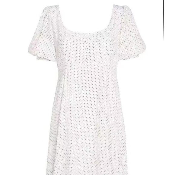 FAITHFULL THE BRAND Dulcia Mini Dress Sofie Dot White Black Size L NWT - Picture 4 of 6